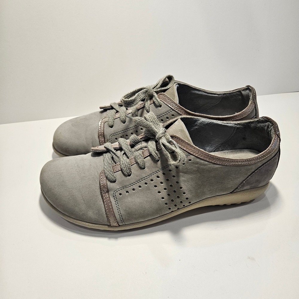 Naot Avena Grey Nubuck Leather Lace Up Walking Shoes Womens 39 Metallic Trim 8 - Picture 1 of 8